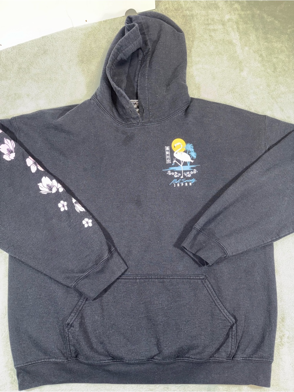 Riot Society Japan Crane Sun Cherry Blossom Hoodie XL